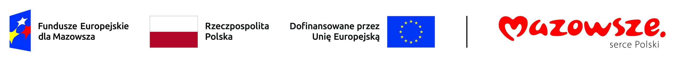 Nagłówek przedstawiający logo Funduszy Europejskich, Flagę Rzeczypospolitej Polskiej, Flagę Unii Europejskiej oraz logo Mazowsze serce Polski