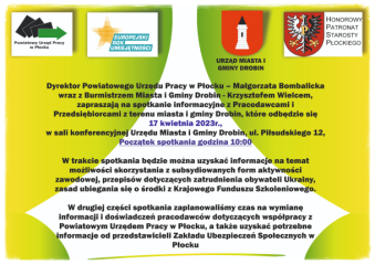 Zdjęcie artykułu Spotkanie informacyjne z Pracodawcami i Przedsiębiorcami z terenu Miasta i Gminy Drobin