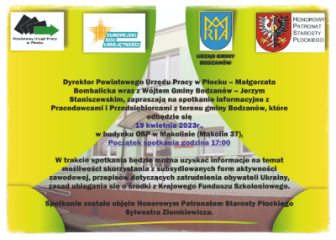 Zdjęcie artykułu Spotkanie informacyjne z Pracodawcami i Przedsiębiorcami z terenu gminy Bodzanów
